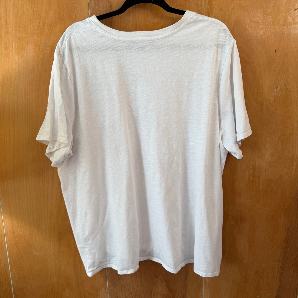 Cato Women Plus Size 26/28W White Blue Watercolor Bow Graphic T-Shirt - Picture 2 of 5